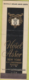 Matchbook Cover - Hotel Astor New York City