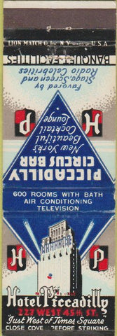 Matchbook Cover - Hotel Piccadilly New York City Times Square
