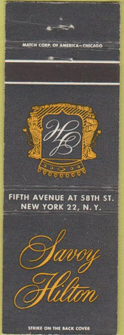 Matchbook Cover - Savoy Hilton New York City