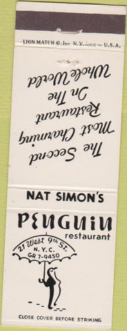 Matchbook Cover - Penguin Restaurant New York City