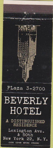 Matchbook Cover - Beverly Hotel New York City