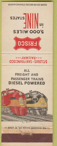 Matchbook Cover - Frisco Lines Railroad 5000 Miles 9 States