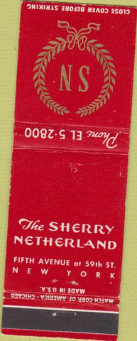 Matchbook Cover - Sherry Netherland New York City Hotel