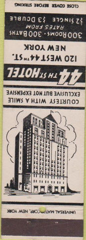 Matchbook Cover - 44th Street Hotel New York City