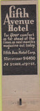 Matchbook Cover - Fifth Avenue Hotel New York City