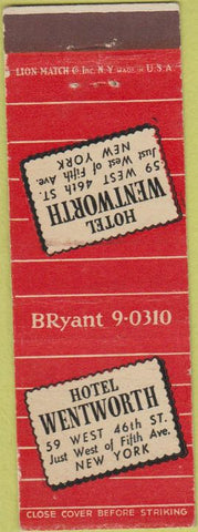 Matchbook Cover - Hotel Wentworth New York City