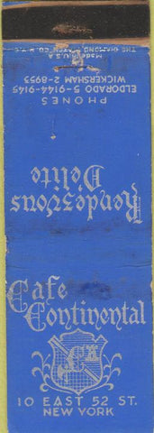 Matchbook Cover - Cafe Continental New York City WEAR