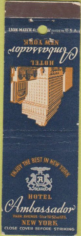 Matchbook Cover - Hotel Ambassador New York City
