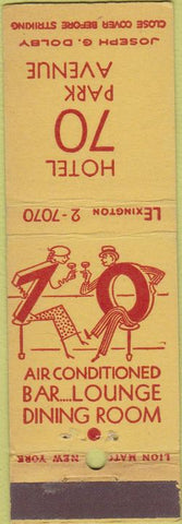 Matchbook Cover - Hotel 70 Park Avenue New York City
