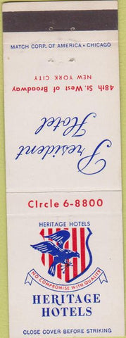 Matchbook Cover - President Hotel New York City Heritage Hotels