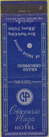 Matchbook Cover - Concourse Plaza Hotel New York City