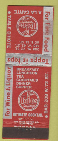 Matchbook Cover - Topps Restaurant New York City WEAR