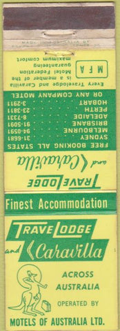 Matchbook Cover - Travel Lodge Caravilla Australia WEAR Kangaroo