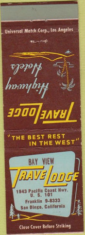 Matchbook Cover - Travel Lodge Bay View San Diego CA