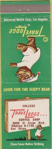 Matchbook Cover - Travel Lodge College San Diego CA