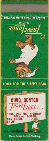Matchbook Cover - Travel Lodge Civic Center San Diego CA