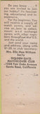 Matchbook Cover - Joe Brown Real Estate Santa Rosa CA Match Club red