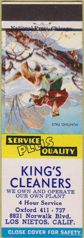 Matchbook Cover - King's Cleaners Los Nietos CA Hunting Scene