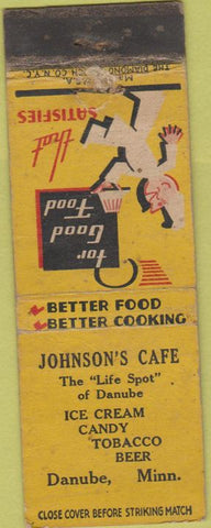 Matchbook Cover - Johnson's Cafe Danube MN WORN