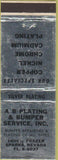 Matchbook Cover - AB Plating Bumper Service repair Sparks NV