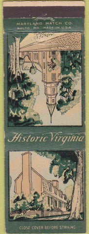 Matchbook Cover - Historic Virginia Williamsburg Bruton Parish Church WEAr