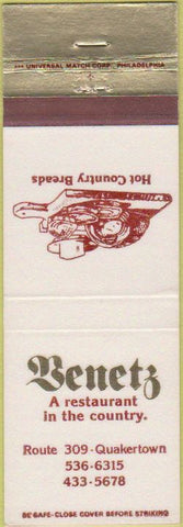 Matchbook Cover - Benetz Restaurant Quakertown PA