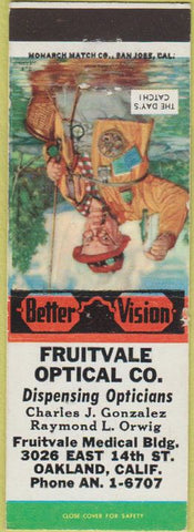 Matchbook Cover - Fruitvale Optical Co glasses Oakland CA
