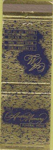 Matchbook Cover - Andrew Mamary Funeral Home Wilkes Barre PA