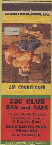 Matchbook Cover - 220 Club Bar Cafe Blue Earth MN