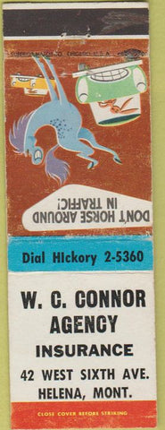 Matchbook Cover - WC Connor Insurance Agency Helena MT