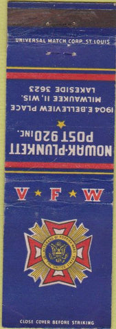 Matchbook Cover - VFW Nowak Plunkett Milwaukee WI WEAR