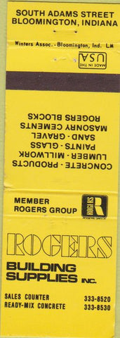 Matchbook Cover - Rogers Building Supply Bloomington IN