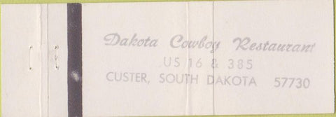Matchbook Cover - Dakota Cowboy Restaurant Custer SD