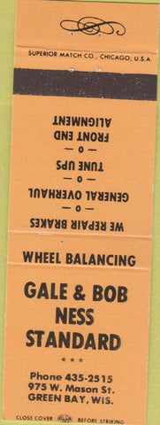 Matchbook Cover - Gale Bob Ness Standard oil gas Green Bay WI