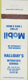 Matchbook Cover - Halliday's Mobil oil gas Austin MN