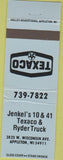 Matchbook Cover - Jenkel's Texaco Ryder Rental Trucks Appleton WI blue