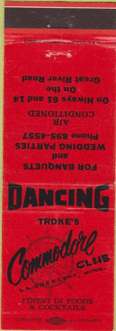 Matchbook Cover - Troke's Commodore Club La Crescent MN