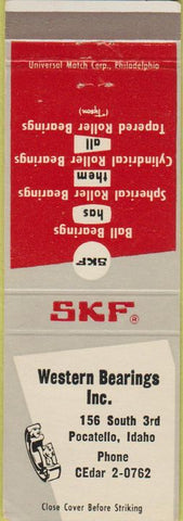 Matchbook Cover - SKF Western Bearings Pocatello ID