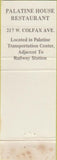 Matchbook Cover - Palatine House Restaurant IL