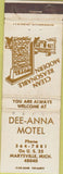 Matchbook Cover - Dee Anna Motel Marysville MI