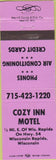 Matchbook Cover - Cozy Inn Motel Wisconsin Rapids WI