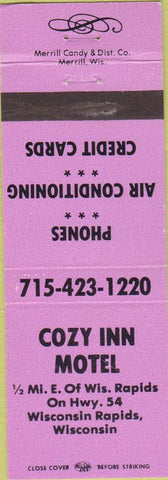 Matchbook Cover - Cozy Inn Motel Wisconsin Rapids WI