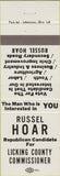 Matchbook Cover - Russel Hoar Licking County Commissioner Newark OH