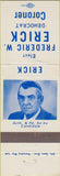 Matchbook Cover - Frederick Erick Coroner Racine? Kenosha? WI