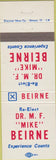 Matchbook Cover - Dr. Mike Beirne Election IL