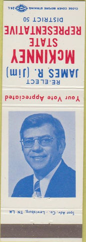 Matchbook Cover - James McKinney State Rep election Nashville TN