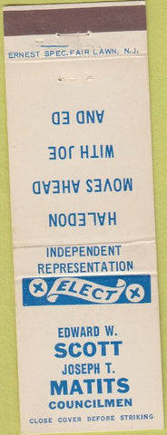 Matchbook Cover - Edward Scott Joseph Matits Councilmen election Netcong NJ?