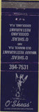Matchbook Cover - O'Sheas'  Old Marco FL Goodland FL pelican