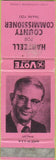 Matchbook Cover - Hartzell for County Commissioner WORN