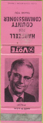 Matchbook Cover - Hartzell for County Commissioner WORN
